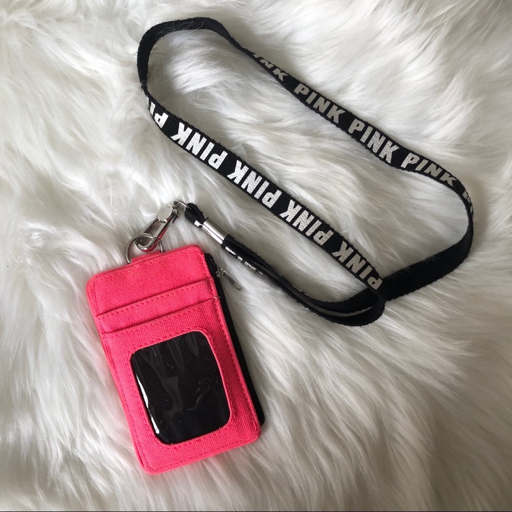 PINK Victoria’s Secret Card Holder With Lanyard